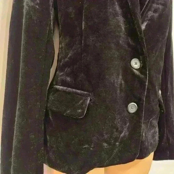 Cupcakes & Cashmere Women's Black Velvet Two-Button Coat Blazer Jacket - Picture 6 of 15